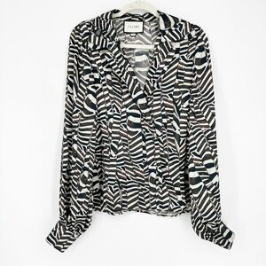 Alexis Black and White Savannah Zebra Print Blouse Small